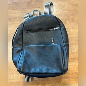 Classic Black Backpack with Striped Straps